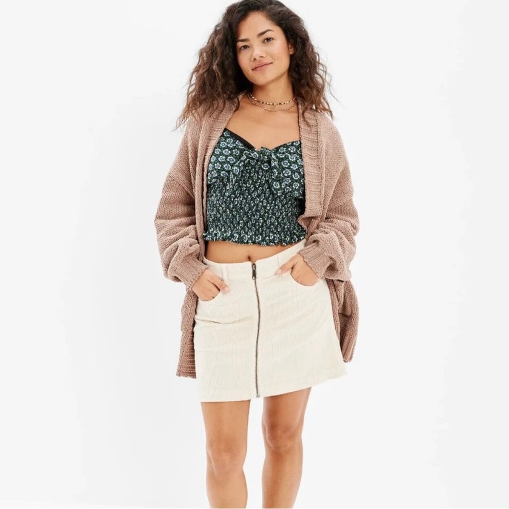 AEO Corduroy High Rise Mini Skirt in Ivory